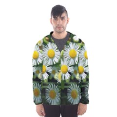 White Summer Flowers Oil Painting Art Hooded Wind Breaker (men)