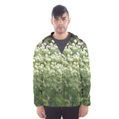 White Summer Flowers Hooded Wind Breaker (men)