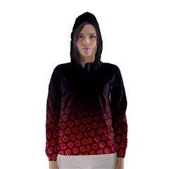 Ombre Black And Red Passion Floral Pattern Hooded Wind Breaker (women) by DanaeStudio