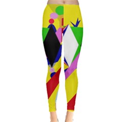 Yellow Abstraction Leggings  by Valentinaart