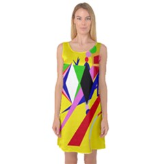 Yellow Abstraction Sleeveless Satin Nightdress by Valentinaart