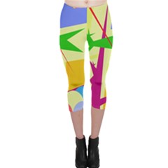 Colorful Abstract Art Capri Leggings  by Valentinaart