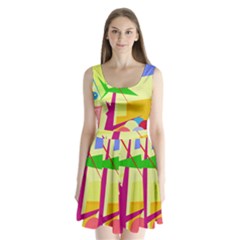 Colorful Abstract Art Split Back Mini Dress  by Valentinaart