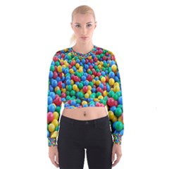 Funny Colorful Red Yellow Green Blue Kids Play Balls Women s Cropped Sweatshirt by yoursparklingshop