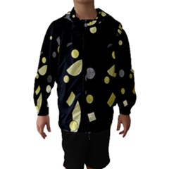 Yellow And Gray Abstract Art Hooded Wind Breaker (kids) by Valentinaart