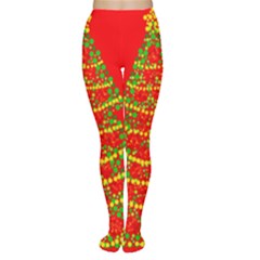 Sparkling Christmas Tree - Red Women s Tights by Valentinaart