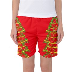 Sparkling Christmas Tree - Red Women s Basketball Shorts by Valentinaart