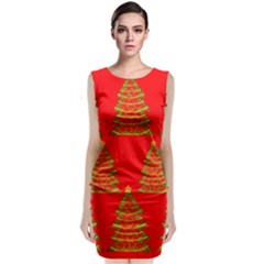 Christmas Trees Red Pattern Classic Sleeveless Midi Dress by Valentinaart