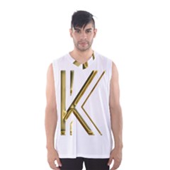 Monogrammed Monogram Initial Letter K Gold Chic Stylish Elegant Typography Men s Basketball Tank Top by yoursparklingshop