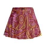 Pink Yellow Hippie Flower Pattern Zz0106 Mini Flare Skirt