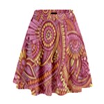 Pink Yellow Hippie Flower Pattern Zz0106 High Waist Skirt