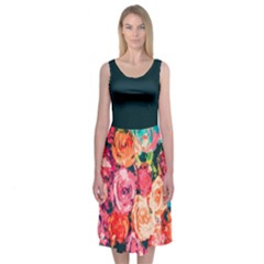 Rosette Garden Midi Sleeveless Dress by Contest2481019