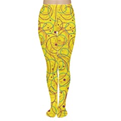 Yellow Abstract Art Women s Tights by Valentinaart