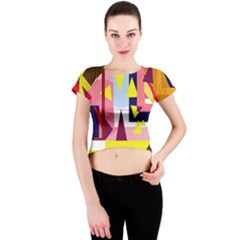 Colorful Abstraction Crew Neck Crop Top by Valentinaart