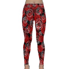 Red Abstract Decor Yoga Leggings  by Valentinaart