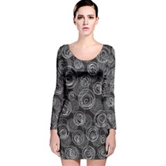 Gray Abstract Art Long Sleeve Velvet Bodycon Dress by Valentinaart