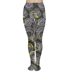 Gray And Yellow Abstract Art Women s Tights by Valentinaart