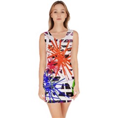 Colorful Big Bang Sleeveless Bodycon Dress by Valentinaart