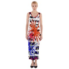 Colorful Big Bang Fitted Maxi Dress by Valentinaart