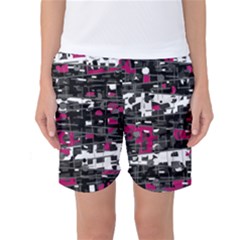 Magenta, White And Gray Decor Women s Basketball Shorts by Valentinaart