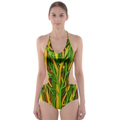 Upside-down Forest Cut-out One Piece Swimsuit by Valentinaart