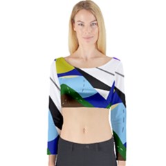 Paper Airplane Long Sleeve Crop Top by Valentinaart