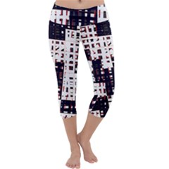 Abstract City Landscape Capri Yoga Leggings by Valentinaart