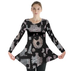Elegant Puzzle Long Sleeve Tunic  by Valentinaart
