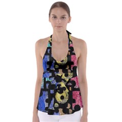 Colorful Puzzle Babydoll Tankini Top by Valentinaart