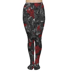 Gray And Red Decorative Art Women s Tights by Valentinaart