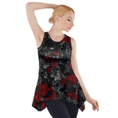 Gray And Red Decorative Art Side Drop Tank Tunic by Valentinaart