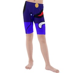 Night Duck Kids  Mid Length Swim Shorts by Valentinaart