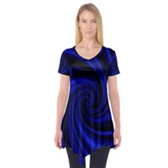 Blue Decorative Twist Short Sleeve Tunic  by Valentinaart