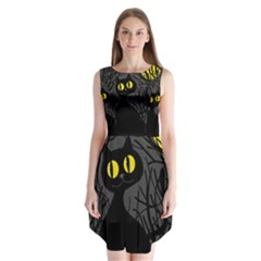 Black Cat - Halloween Sleeveless Chiffon Dress   by Valentinaart