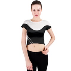 White And Black Abstraction Crew Neck Crop Top by Valentinaart