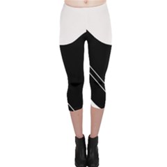 White And Black Abstraction Capri Leggings  by Valentinaart