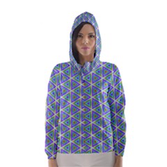 Colorful Retro Geometric Pattern Hooded Wind Breaker (women) by DanaeStudio