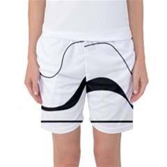 Waves - Black And White Women s Basketball Shorts by Valentinaart