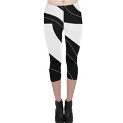 White And Black Decorative Design Capri Leggings  by Valentinaart