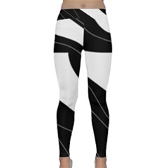 White And Black Decorative Design Yoga Leggings  by Valentinaart