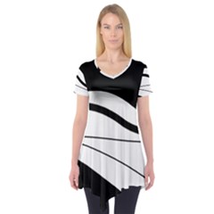 White And Black Harmony Short Sleeve Tunic  by Valentinaart