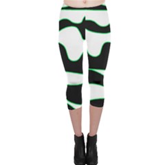 Green, White And Black Capri Leggings  by Valentinaart