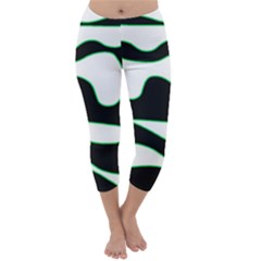 Green, White And Black Capri Winter Leggings  by Valentinaart