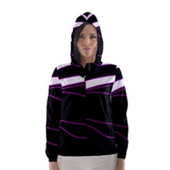 Purple, White And Black Lines Hooded Wind Breaker (women) by Valentinaart