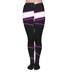 Purple, White And Black Lines Women s Tights by Valentinaart