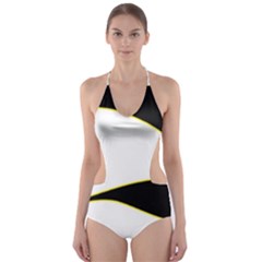 Yellow, Black And White Cut-out One Piece Swimsuit by Valentinaart