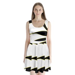 Yellow, Black And White Split Back Mini Dress  by Valentinaart