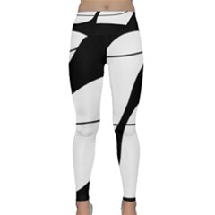 White And Black Shadow Yoga Leggings  by Valentinaart