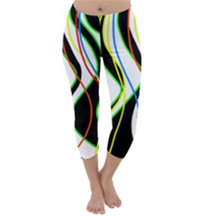 Colorful Lines - Abstract Art Capri Winter Leggings  by Valentinaart