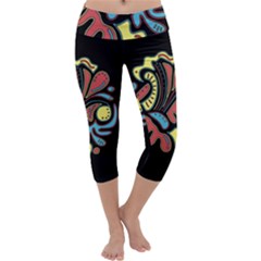 Colorful Abstract Spot Capri Yoga Leggings by Valentinaart
